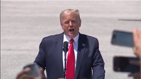 President Donald Trump arrives at Burke Lakefront Airport in Cleveland