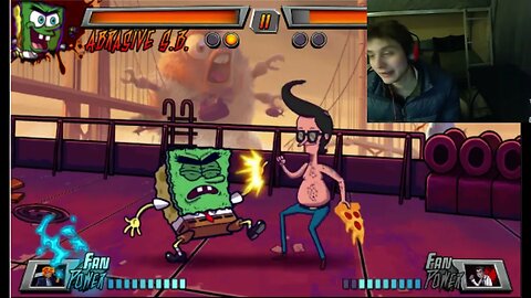 Tufflips VS Abrasive SpongeBob In A Nickelodeon Super Brawl 3 Battle With Live Commentary