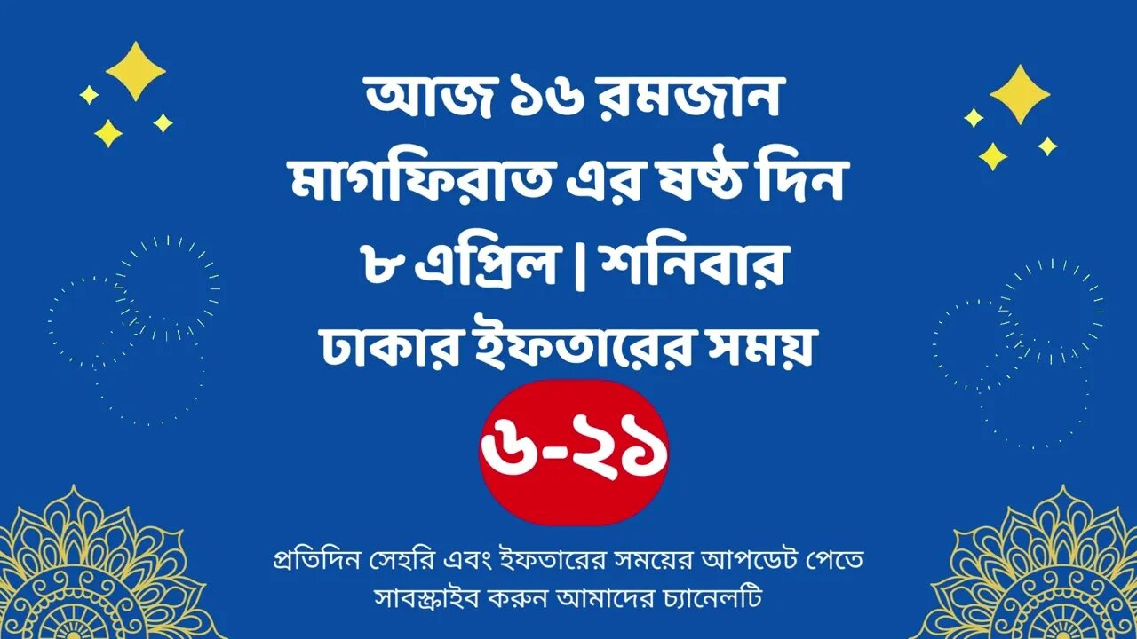 আজ ১৬ রমজান ০৮ এপ্রিল ঢাকার ইফতারের সময় iftar time 2023 in Dhaka 8 april iftar time 2023