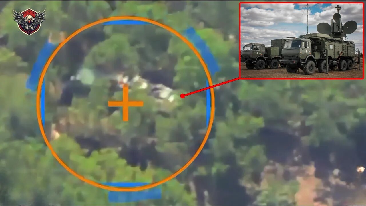 Ukrainian HIMARS Blow Up Russian R-330Zh Zhitel EW system hidden under the trees