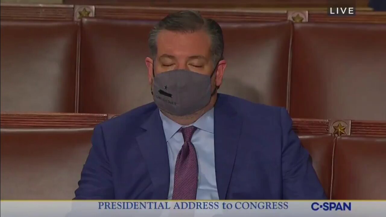 Ted Cruz Struggles To Stay Awake During Biden Speech