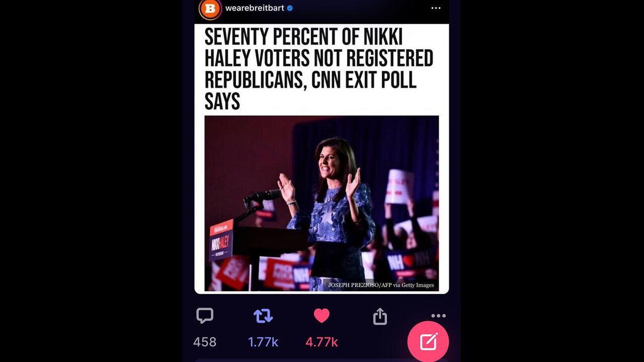 "She's a Democrat" - 70% of Nikki Haley Voters in New Hampshire Were Not Registered Republicans 1-27