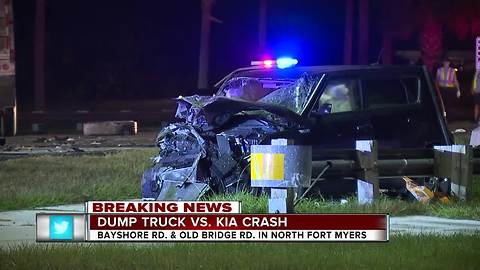 Dump truck crash shuts down North Fort Myers Road