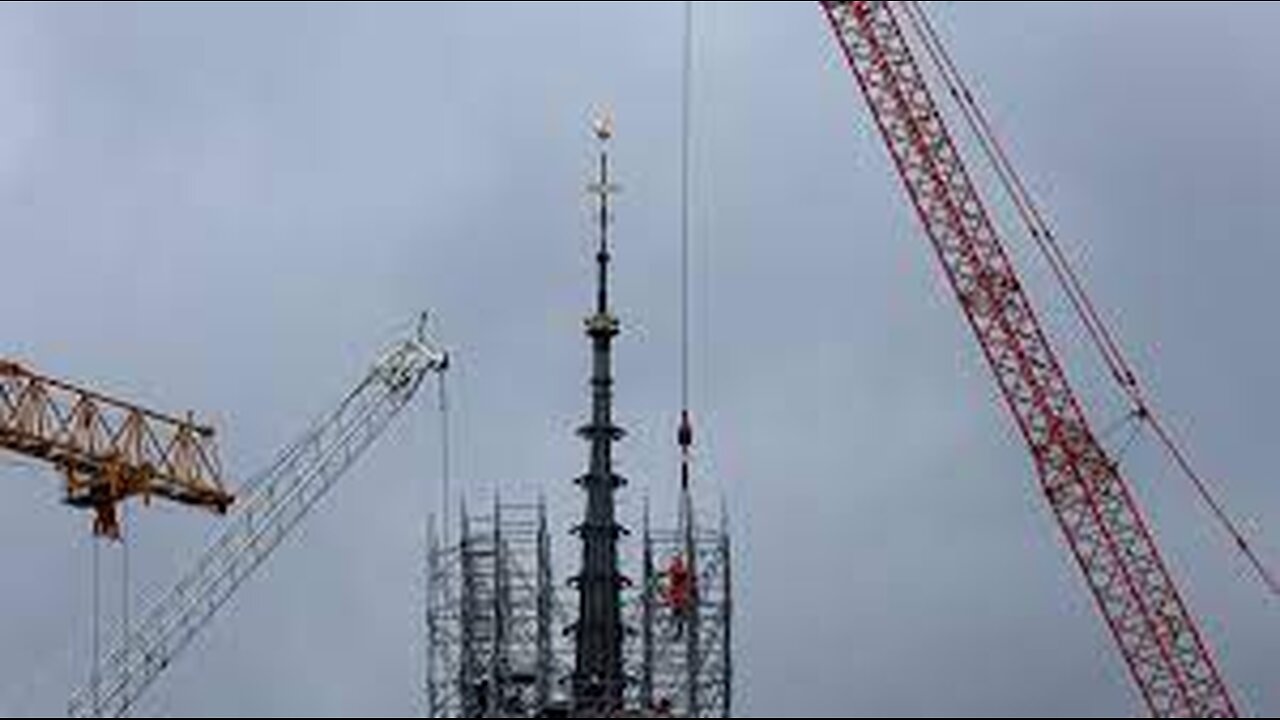 Notre Dame reveals new spire and golden rooster as scaffolding removed