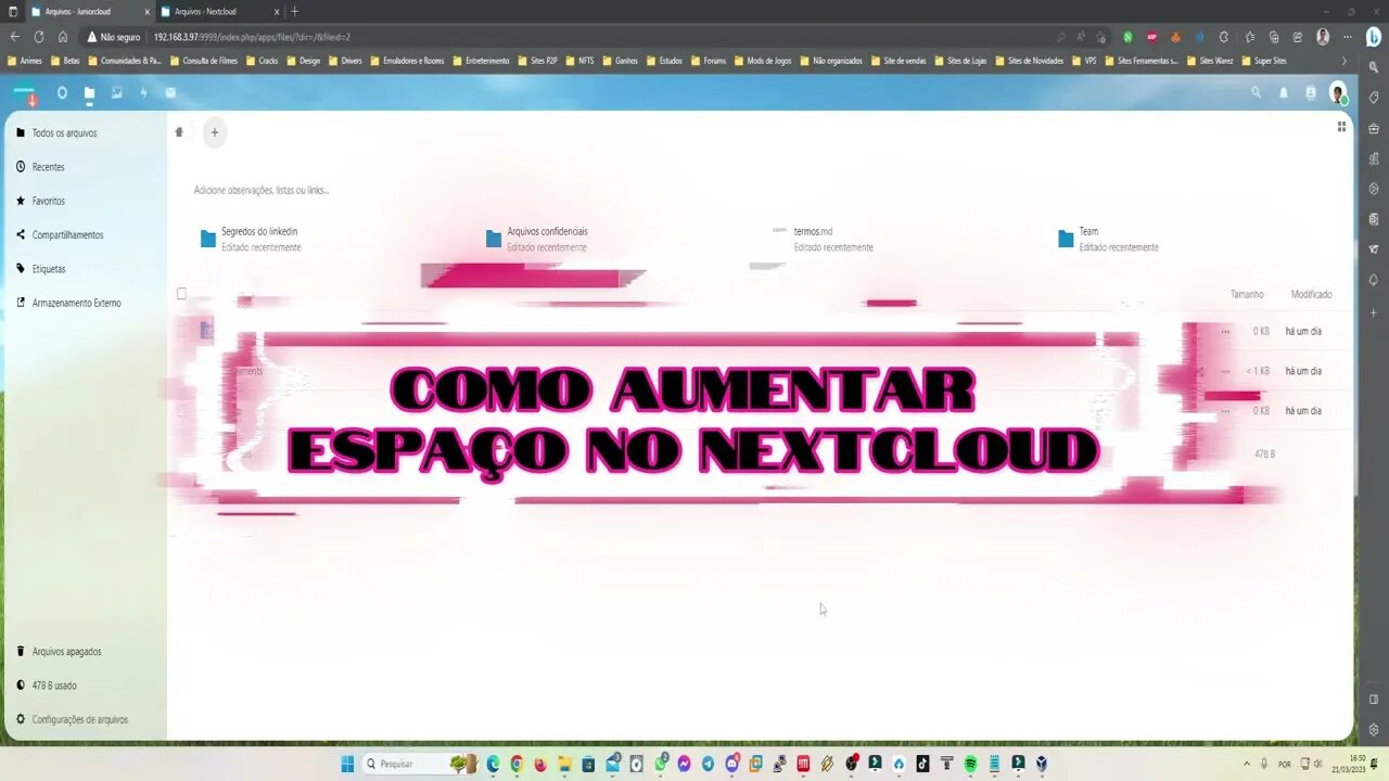 aumenta espaço no nextcloud