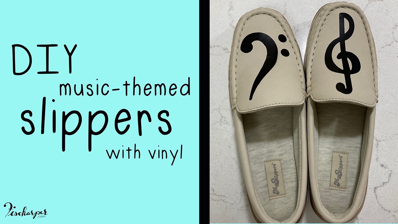 DIY bass & treble clef slippers (with vinyl)