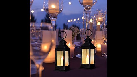 Hoolerry 24 Set Christmas Vintage Lanterns with Flickering LED Lantern