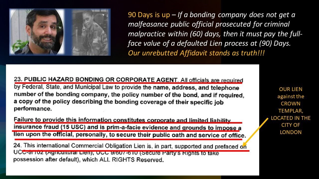 WE TAKE NO PRISONERS - WE PUT A LIEN ON ALL DEFENDANTS ASSETS AND IT IS A FELONY NOT TO PAY A CLAIM