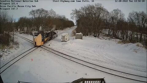 Mow Truck pulling Jordan Spreader at Iowa Falls and Cedar Falls, IA on December 20, 2022