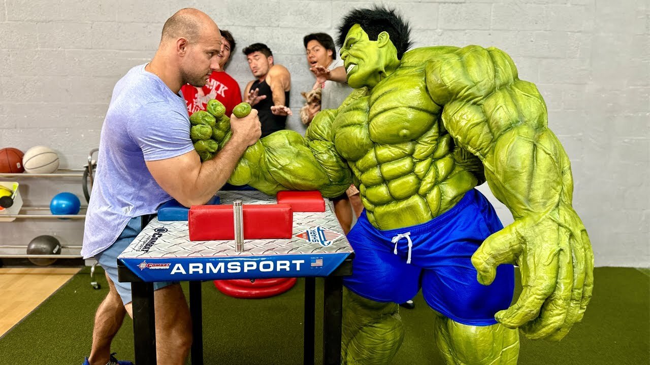 Monster HULK vs Professional Arm Wrestlers. Superhero Episode 2