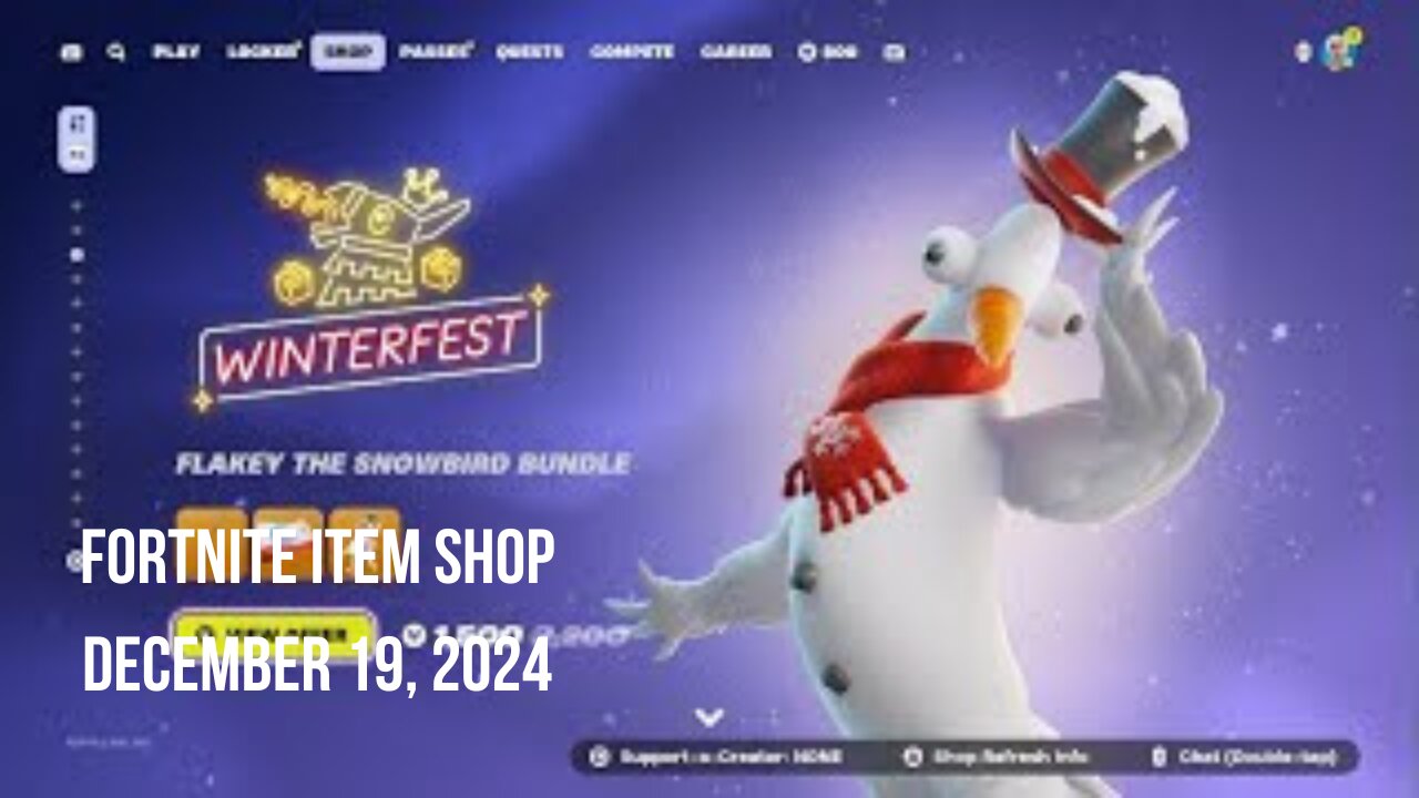 Fortnite Item Shop|December 19, 2024(*New* Flakey the Snowbird Bundle & More)