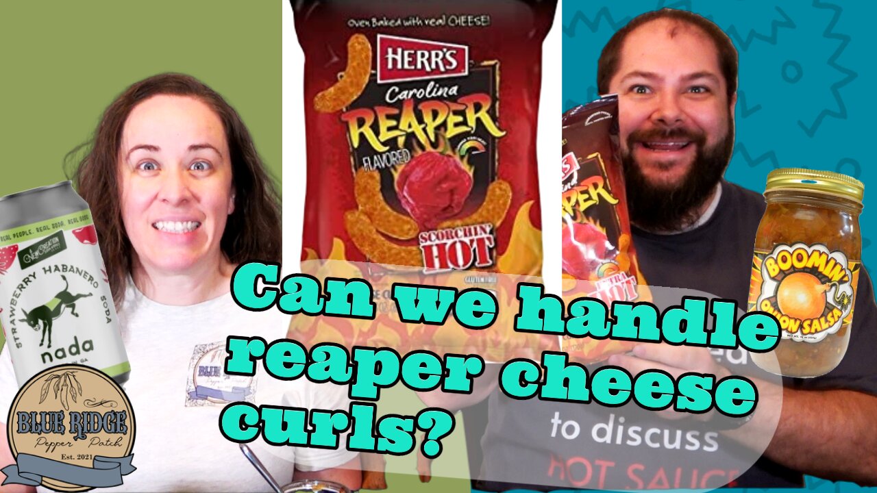 We try Herr's Carolina Reaper Cheese Curls, Pepper Palace Boomin' onion salsa, and a spicy soda!