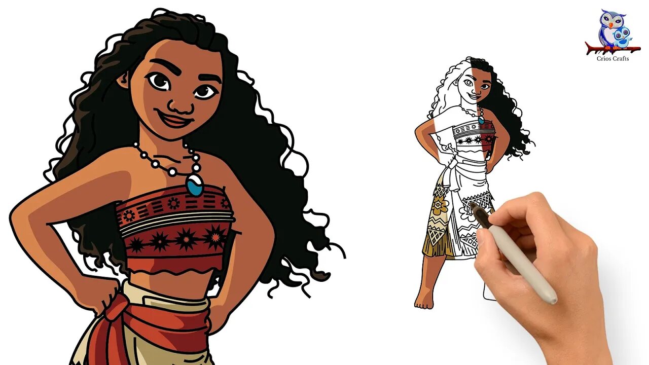 How to Draw Moana The Lost Island - Step by Step