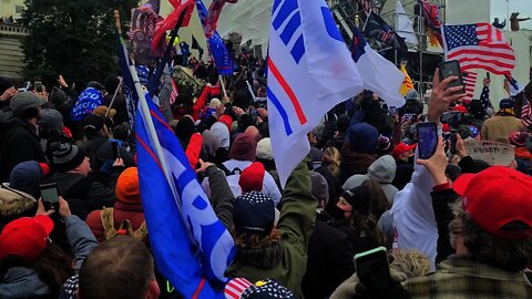 Crazy Capitol Hill Protesters Climb Scaffolding Jan 6th