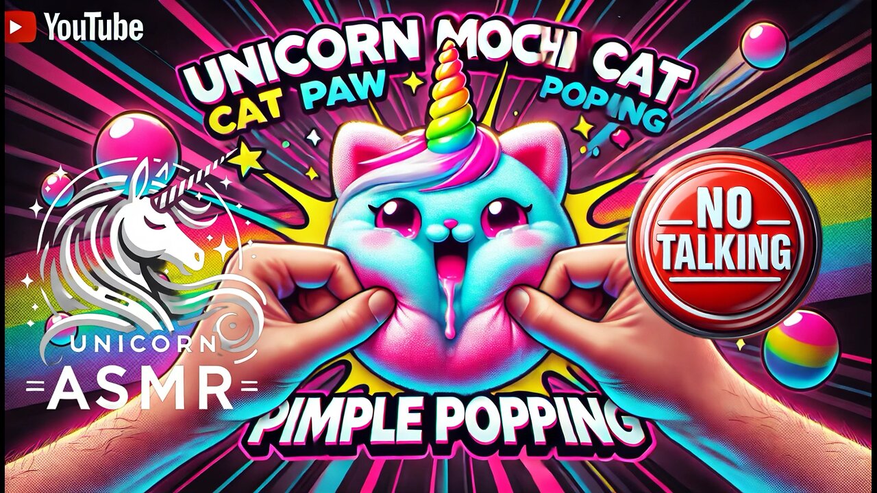 🦄Unicorn Mochi Cat Paw Pimple Popping no talking ASMR #pimplepopping