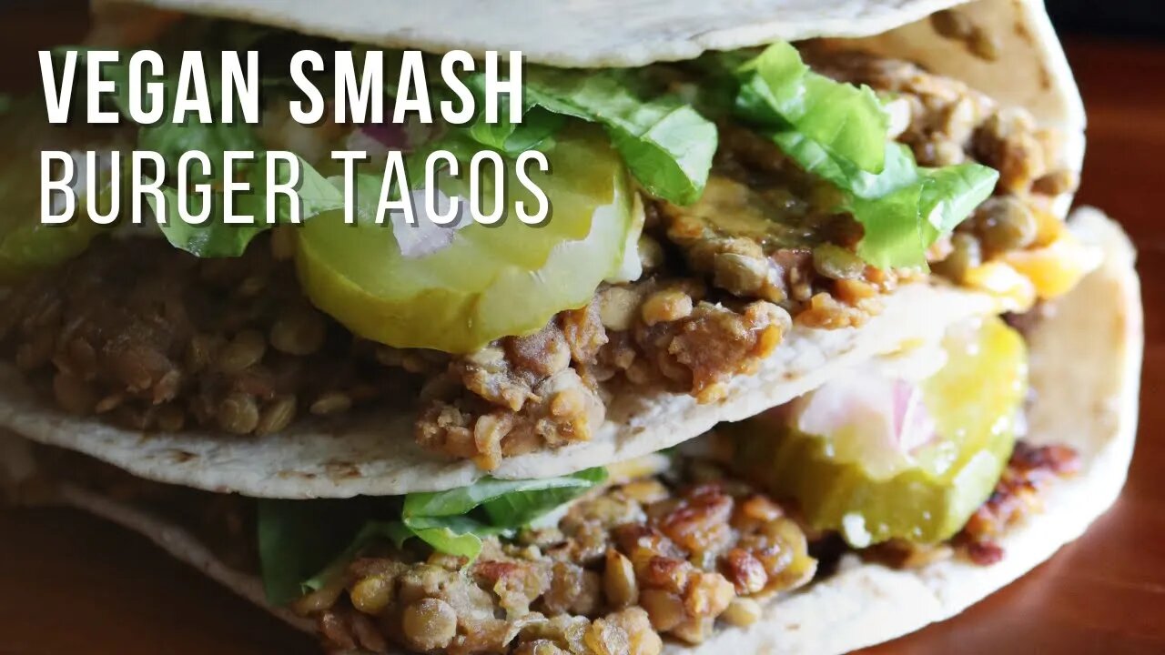 vegan smashed burger tacos