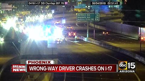 Roads reopened after I-17/Dunlap wrong way crash