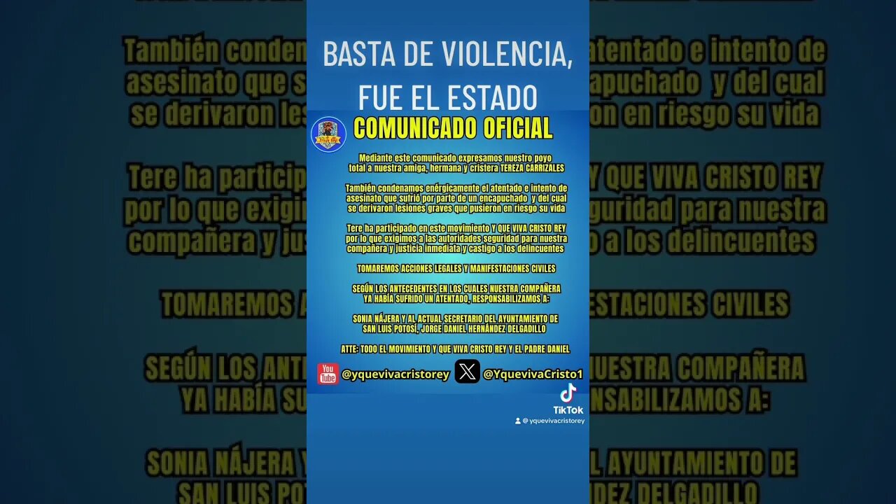 Mediante este comunicado expresamos a TEREZA CARRIZALES