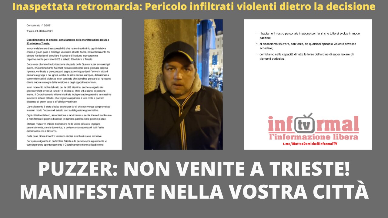 PUZZER INASPETTATA RETROMARCIA: NON VENITE A TRIESTE!