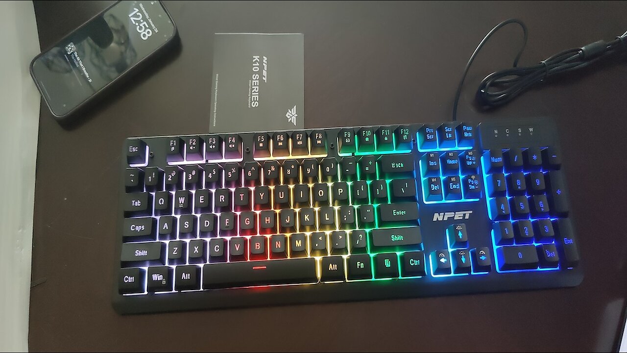 NPET K10 Wired Gaming Keyboard, LED Backlit