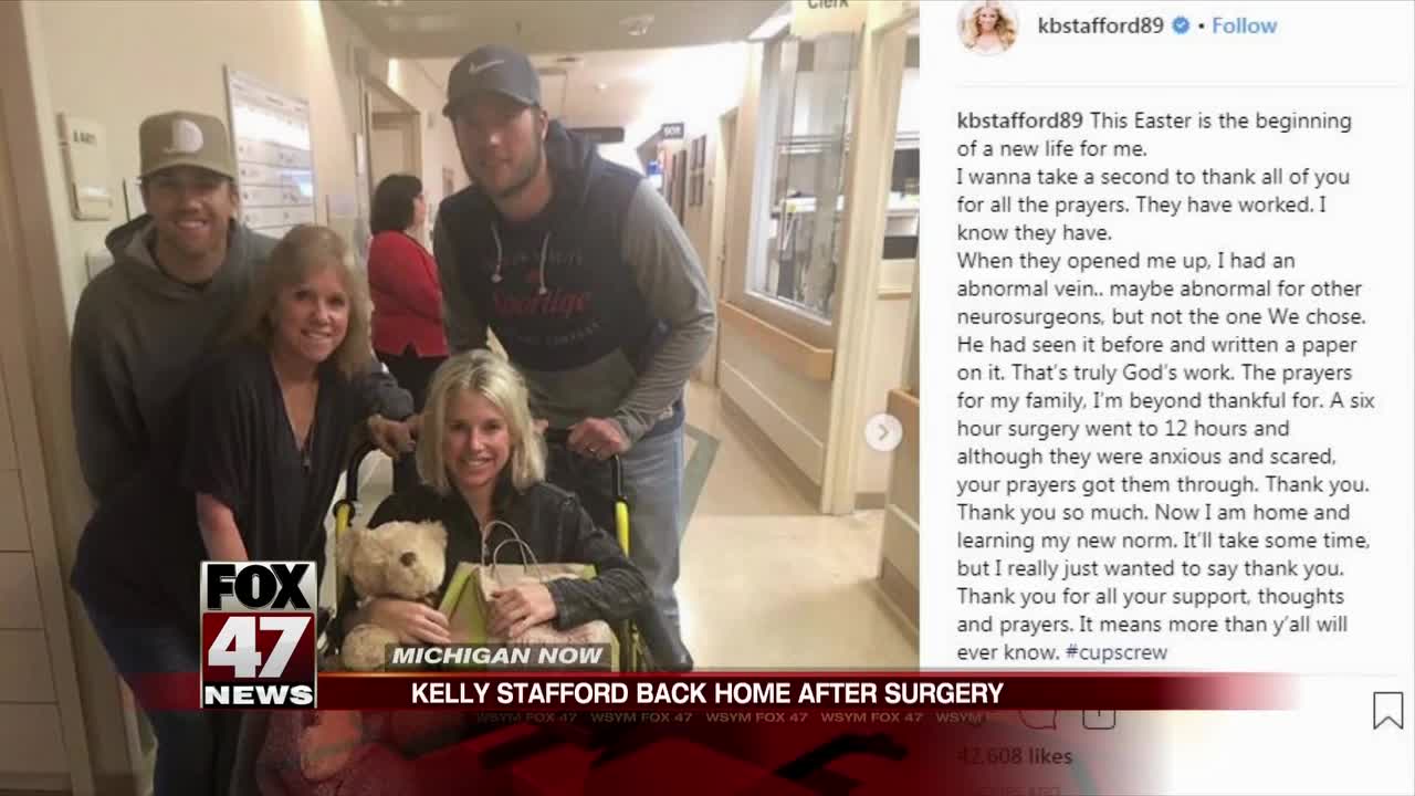 Kelly Stafford returns home after brain surgery