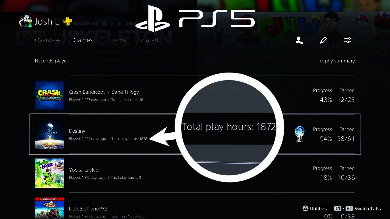 How to see time played in games on PlayStation 5