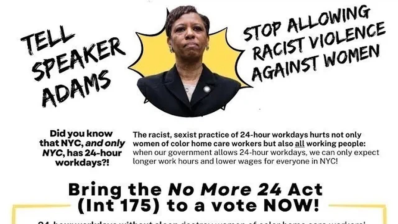 The end the 24 hr work day rally outside city hall 4/12/23 hosted by @aiwcampaign @ChrisMarteNYC @