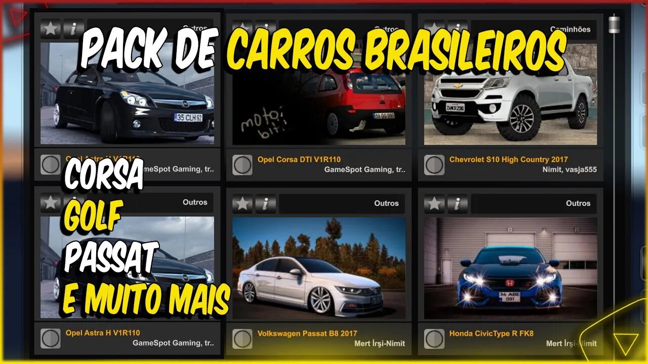 PACK DE CARROS BRASILEIROS PARA EURO TRUCK SIMULATOR 2 1.46