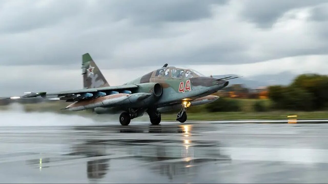 Russian SU-25 Flies Next To Grad MLRS Firing