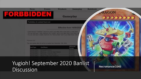 Yugioh September 2020 Banlist Discussion - Necromancer1040