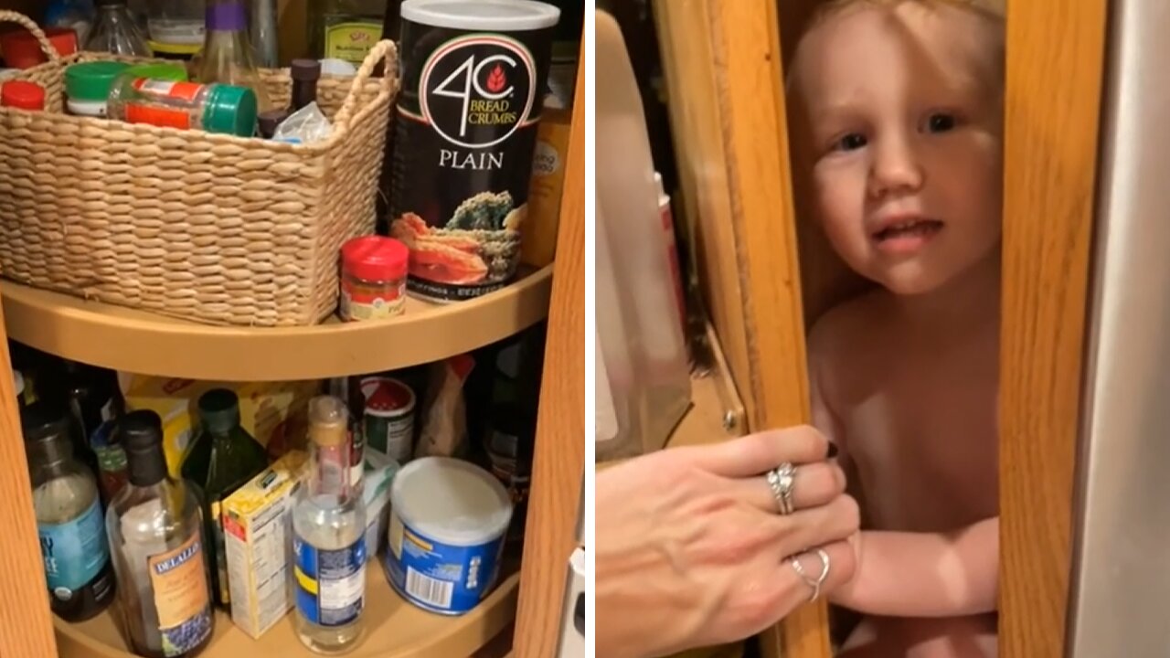 Toddler Finds The Most Amazing Hiding Spot In The Kitchen