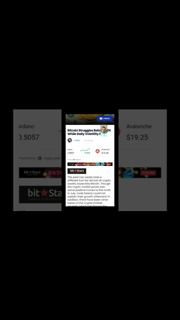 Bitcoin Struggles Below $20K While Daily Volatility Rises #cryptoshortsnews #cryoto #bitcoin #viral