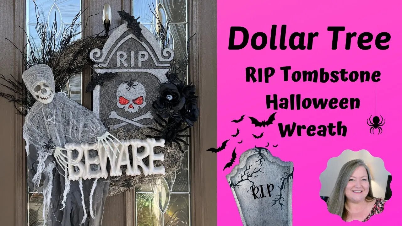 RIP Tombstone Halloween Wreath DIY ~ Fun & Easy Halloween DIY ~ Dollar Tree Halloween Wreath DIY