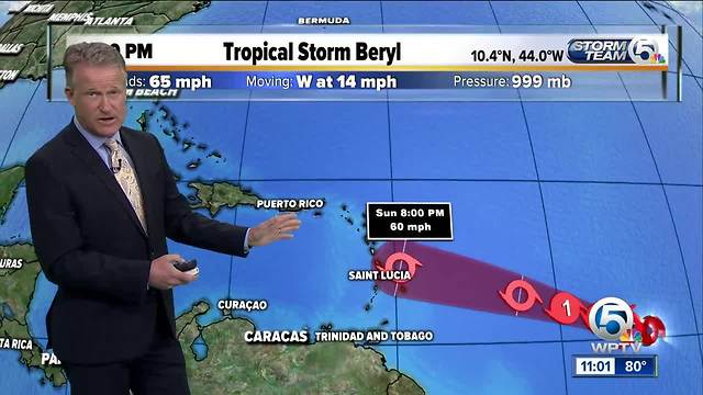 Tropical Depression Two becomes Tropical Storm Beryl