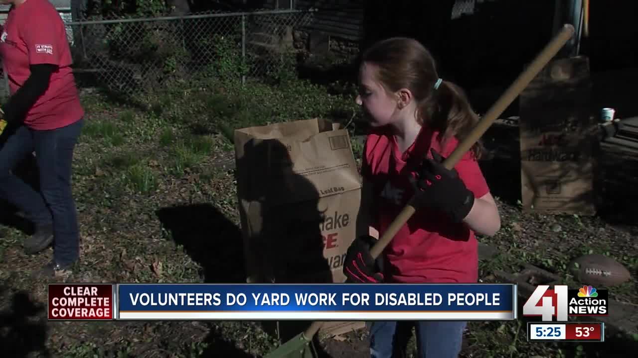 Volunteers turn out in force to perform yard work for those in need
