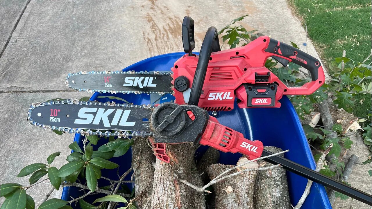 The Skil Pole Saw and Chainsaw in Action #viral #lawn #tree #pruning #limbs #review #bermuda #saw