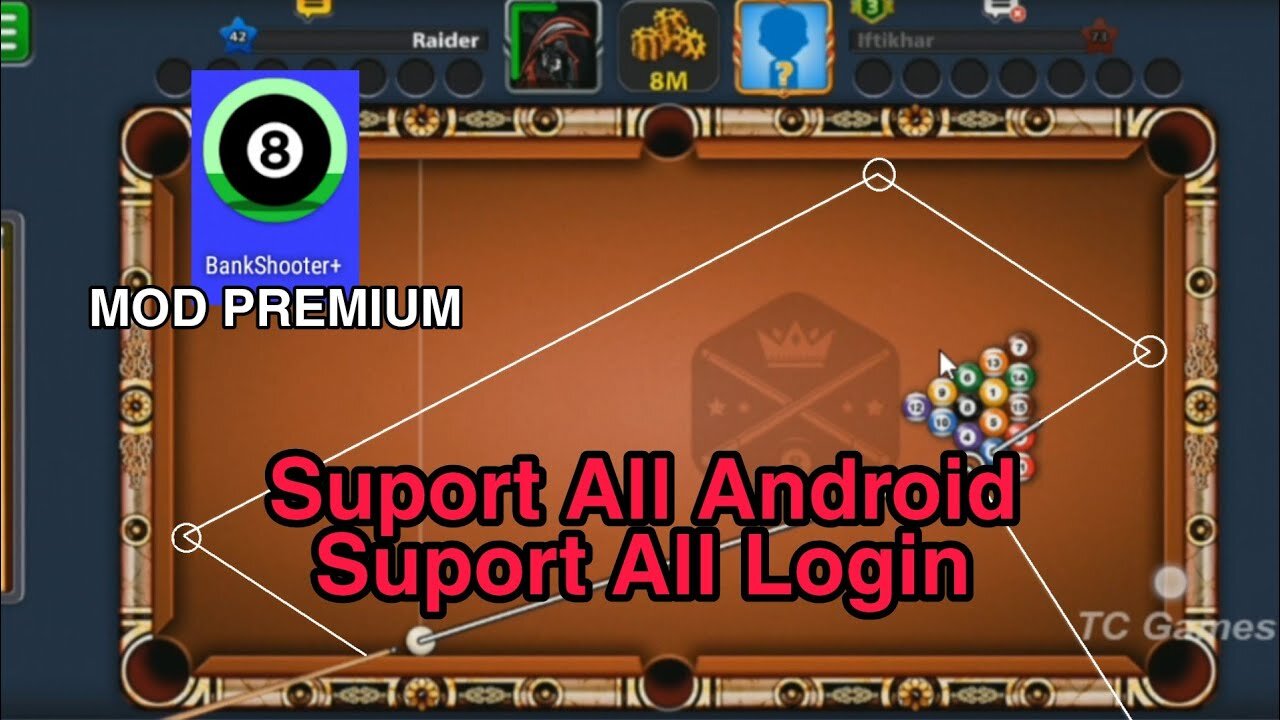 Hack Long Line 8 ball pool BankShoter+ Mod Premium