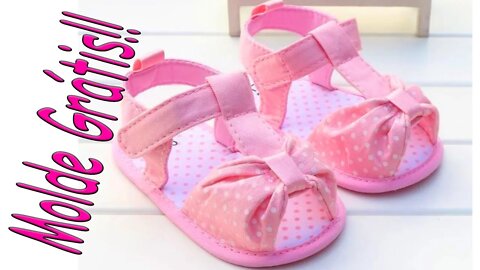 Como Fazer Sapatinho de Bebê modelo Sandália Gracinha. MOLDE GRÁTIS