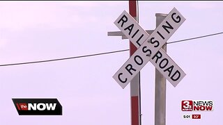 Train construction causing flooding in Percival, Iowa