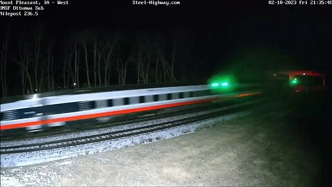 UP Power Leads EB Amtrak Siemen Coaches in Mount Pleasant, IA on February 10, 2023