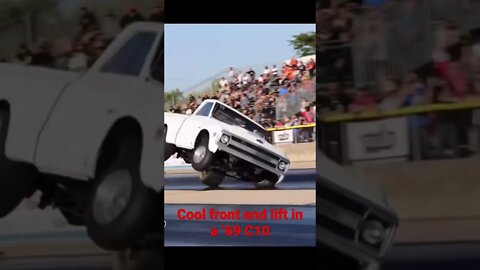 Cool wheelie in a C10 truck 454 #bigblock #shorts #chevrolet #truck #wheelie #dragracing #hilarious