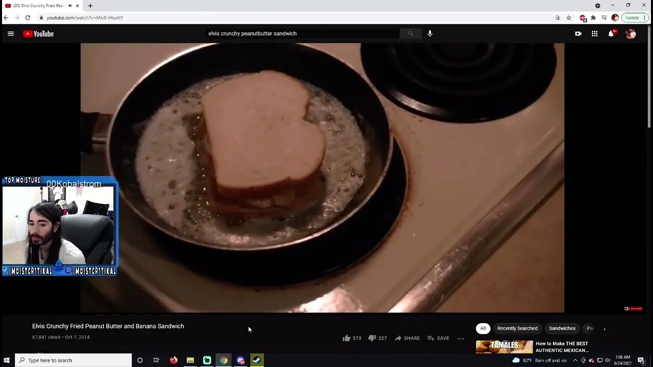 MoistCr1tikal Reacts To Elvis Crunchy Fried Peanut Butter And Banana Sandwich