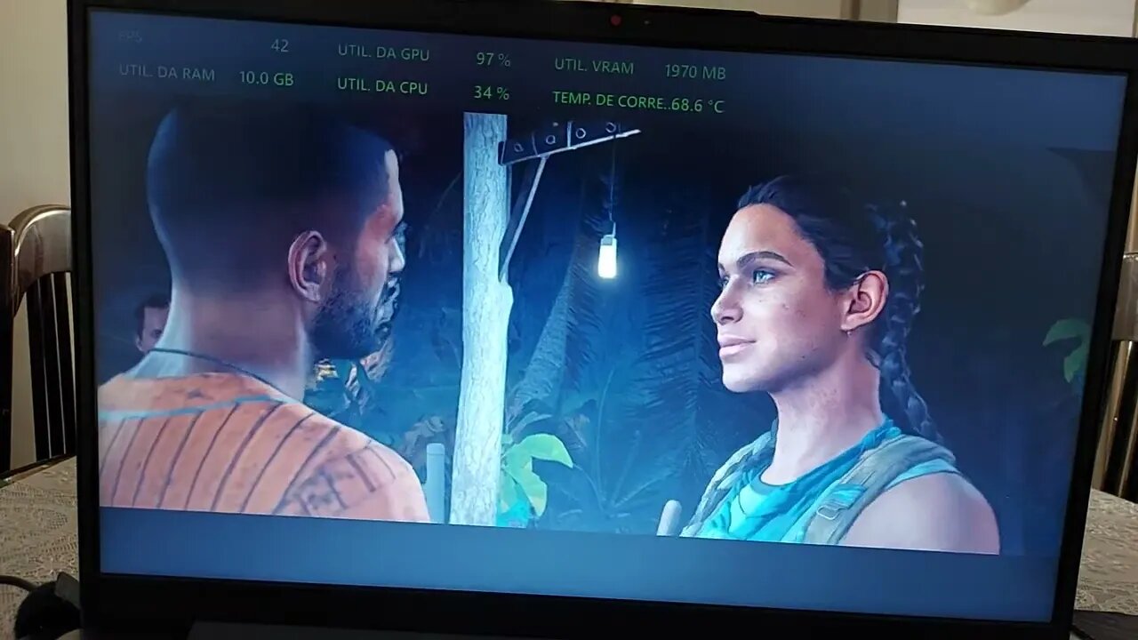 Gameplay do FARCRY 6 no notebook Lenovo Ideapad 3 com AMD Ryzen 5500U e Radeon Vega 7 com 20GB RAM