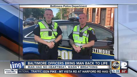 Baltimore officers bring man back to life