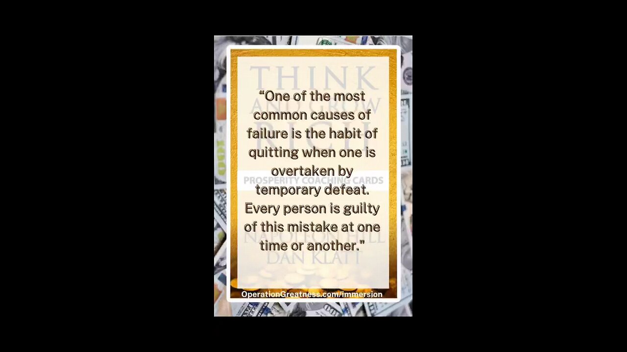 Today's OperationGreatness.com ProsperityCoaching:Habit of Quitting