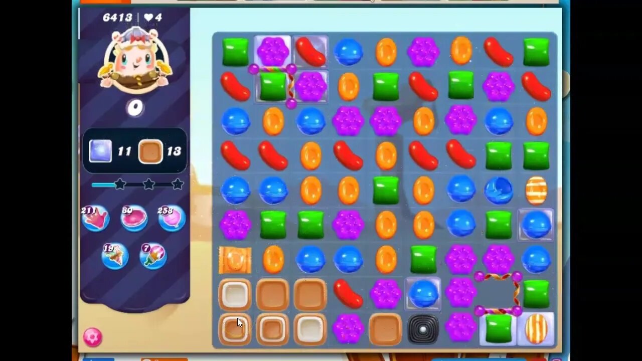 Candy Crush Level 6413 Talkthrough, 22 Moves 0 Boosters