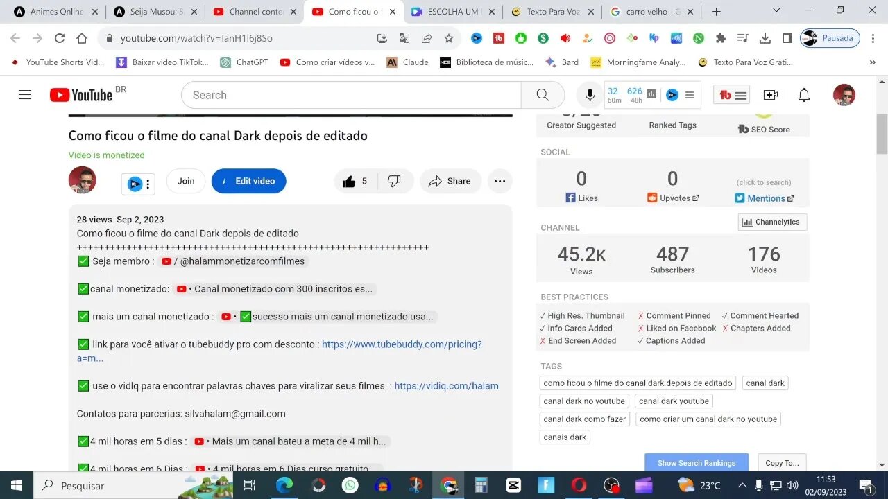 Como adicionar o ícone do youtube nos links na descrição