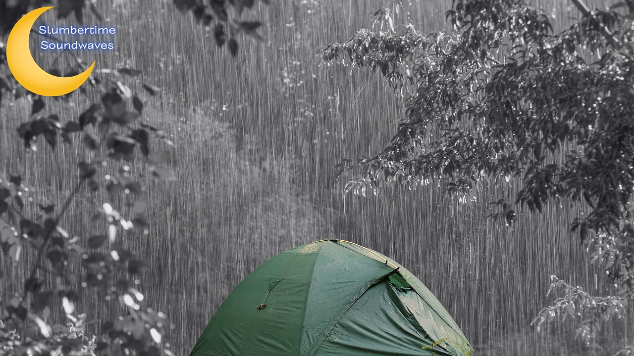 Rain On A Tent With Rolling Thunder - (Black Screen)