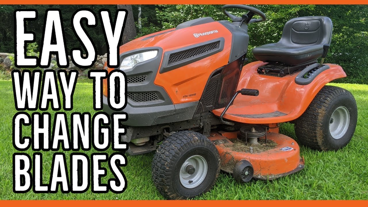 Easy Way to Change Husqvarna Riding Lawn Mower Blades Without Lift ||YTH18542||