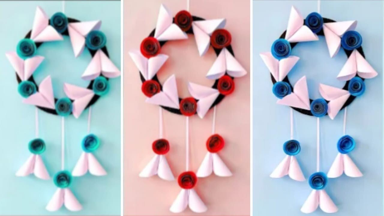 DIY paper flower making for home decoration / White paper Flower Wall Hanging / A4 sheet craft